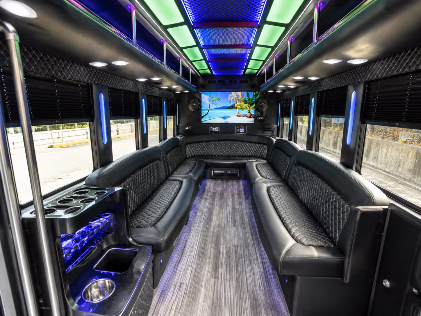 Rancho Cucamonga Birthday, Sweet 16, & Quinceañera Transportation party bus exterior