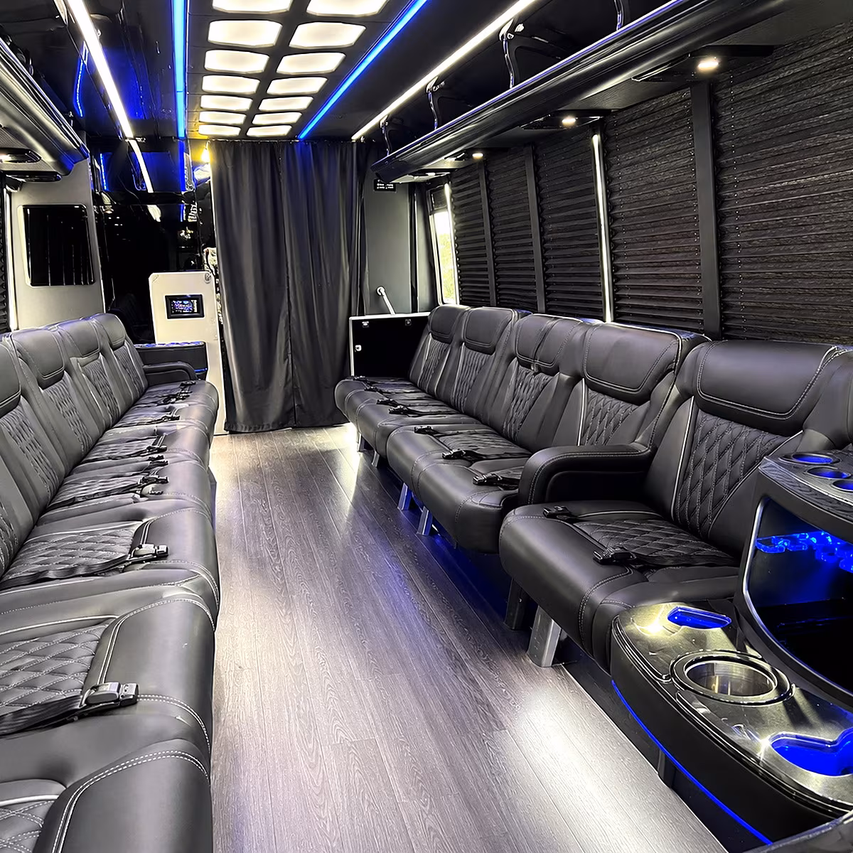 Rancho Cucamonga Private Event Transportation party bus interior