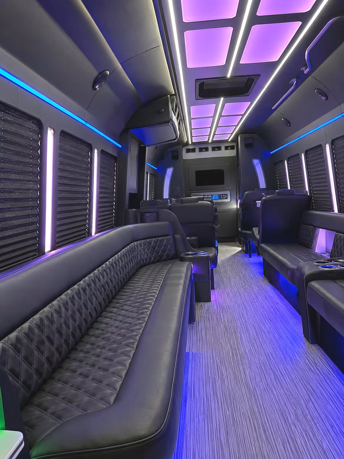 Rancho Cucamonga Wedding Transportation party bus interior